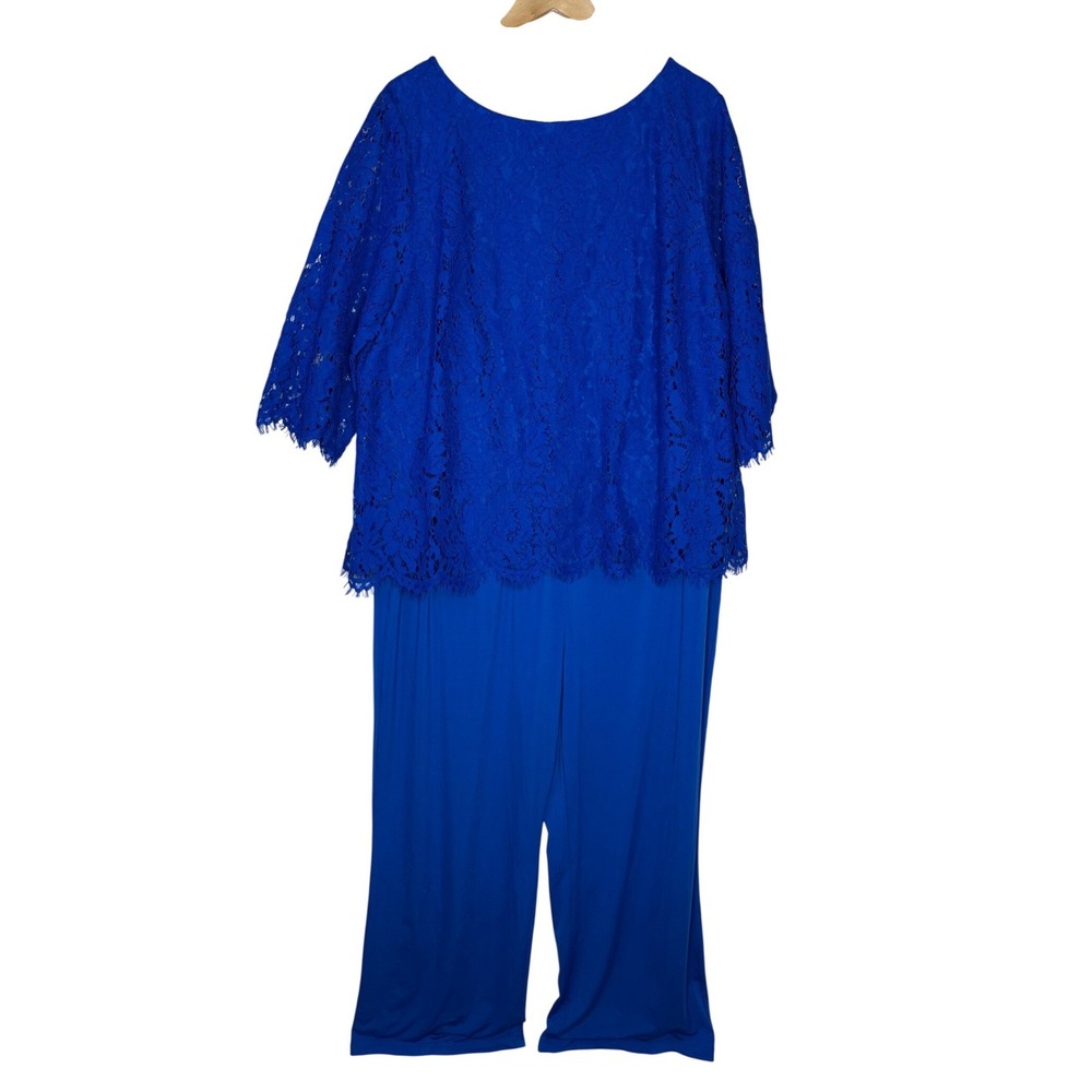 NWT Jessica London Popover Lace Top Jumpsuit size 24W Blue
